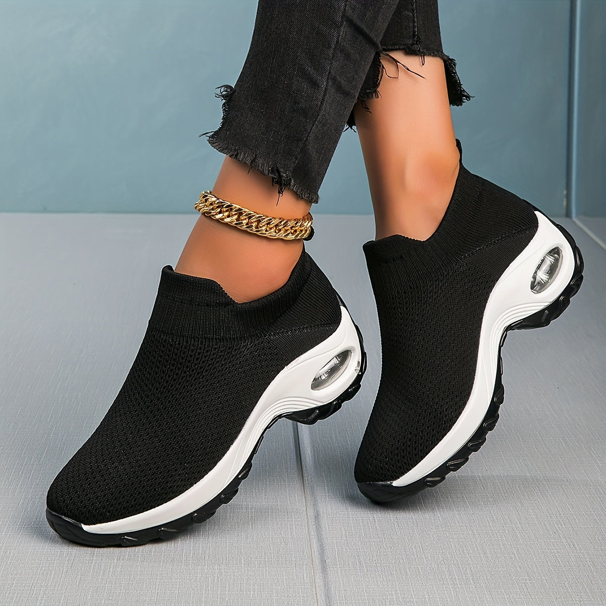 Women's Chunky Sneakers Slip On Air Cushion Shoes Lightweight