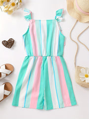 Toddler Girls Striped Graphic Rompers Jumpsuits