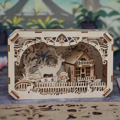 3D Wooden Puzzle DIY Elk Forest Cabin Scene Christmas Gift Desktop Decoration