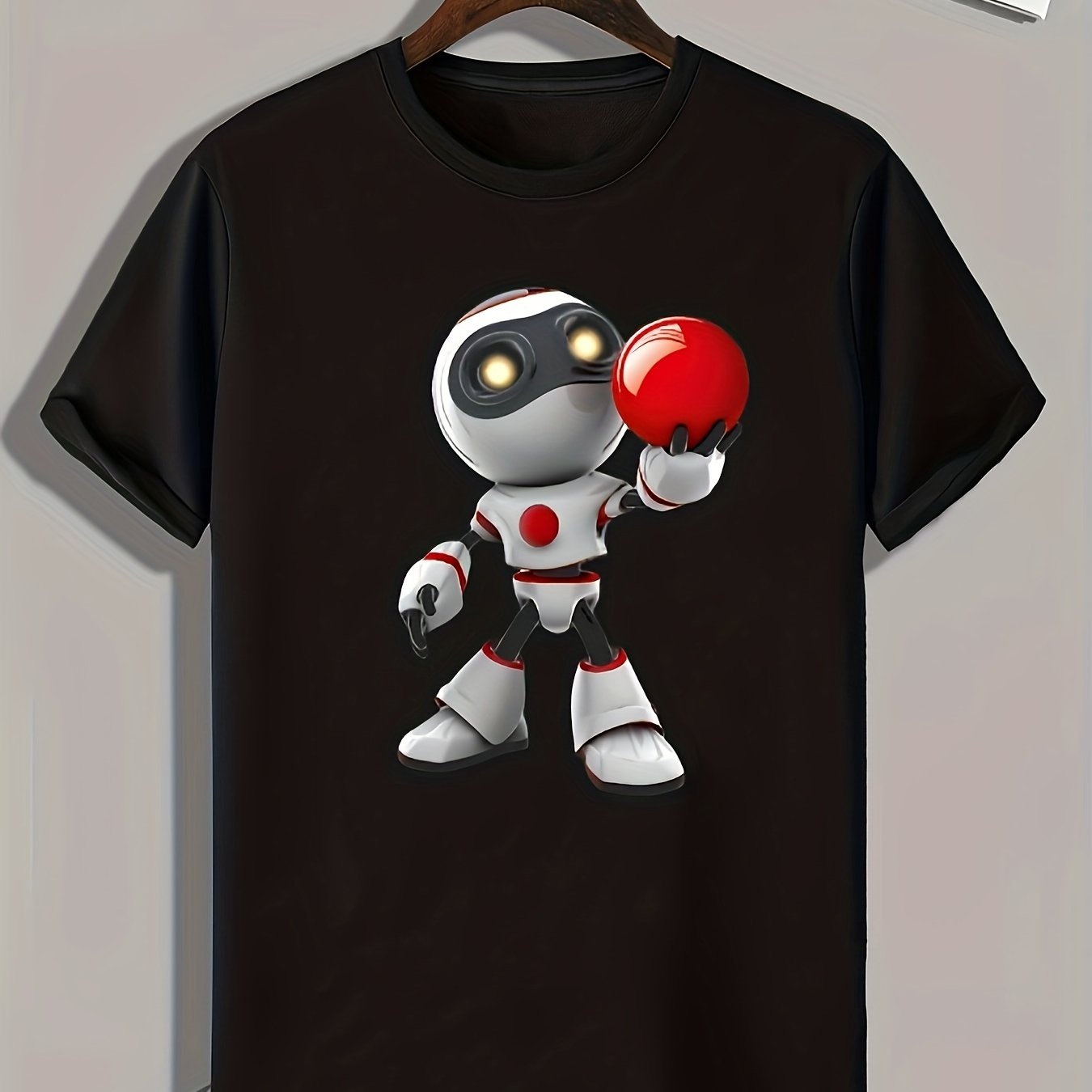 Robot Pattern Print Men's Comfy Sports T-shirt