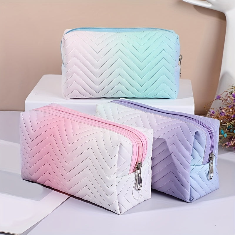 Waterproof Ombre Makeup Bag for Women Portable Travel Cosmetic Bag