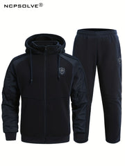 Men's Zip Up Warm Jacket and Drawstring Pants