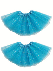 2pc Toddler Girls Sequin Stars Tutu Skirt for Birthday Party Ballet Dance