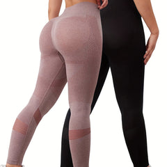 2pcs Yoga Sports Leggings High Stretch Soft Running Tight Pants