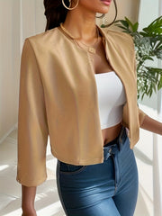 3 4 Sleeve Casual Open Front Jacket Women's Outerwear