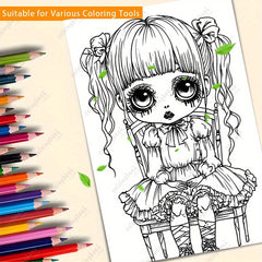 Deluxe Creepy Dolls Coloring Book for Adults - Gothic Cover - Halloween