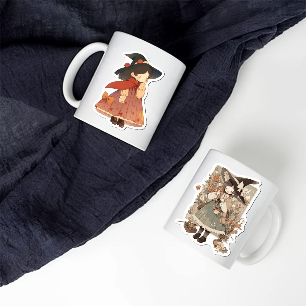 50pcs Cartoon Witch Adhesive Stickers for Laptop Water Bottle Luggage