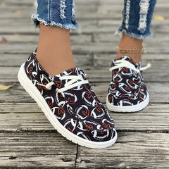 Women's Skate Shoes with Football and Heart Patterns