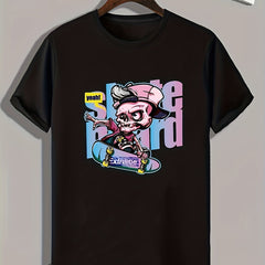 Skateboarding Skeleton Print Men's Graphic Tee for Summer