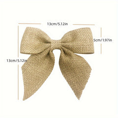 3PCS Burlap Christmas Bow Wedding Home Decor Supplies