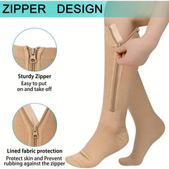 20 mmHg Zipper Compression Socks for Men and Women - Easy Wear