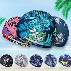 Breathable Swimming Cap Flowers Printed Long Hair Sport Pool Bathing Hat