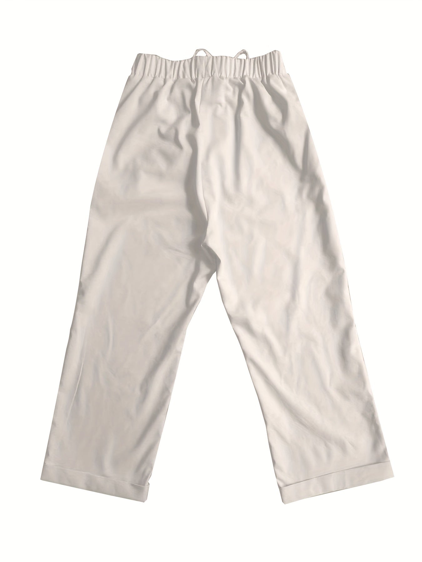Solid Drawstring Pants with Dual Pockets Women's Clothing