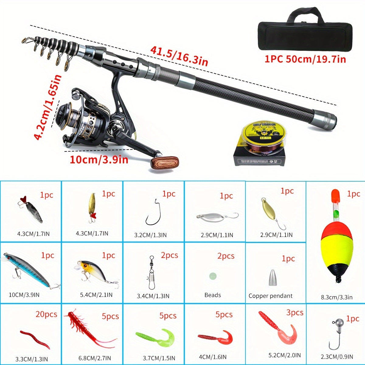 8.3m Telescopic Fishing Rod and 5.2:1 High Speed Reel Combo Set
