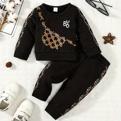 Baby Boy's Stylish Long Sleeve Pullover & Trousers Set