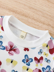 Toddler Girls Floral Butterflies Sweatshirt & Sweat Pants Suit