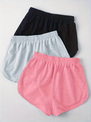 3 Pack Letter Print Drawstring Shorts for Women