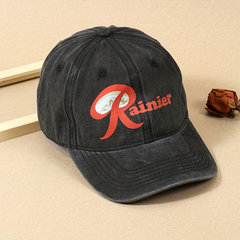 Rainier Print Unisex Baseball Cap Distressed Cotton Dad Hat