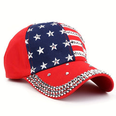 Stylish Rhinestone Flag Baseball Cap for Men