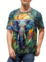 Men's Elephant Graphic T shirt Active Stretch Breathable 3D Print Tee