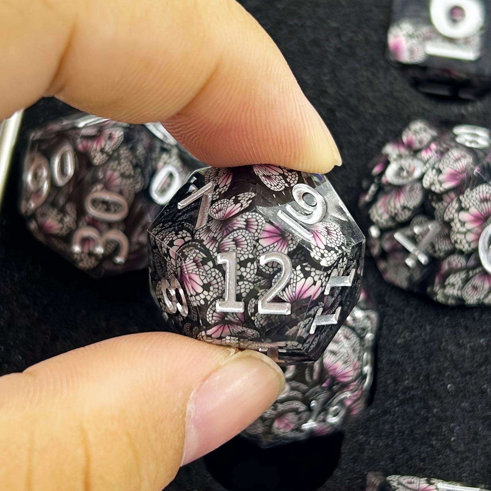 7pcs Butterfly Resin Polyhedral Dices For Table Games Gift