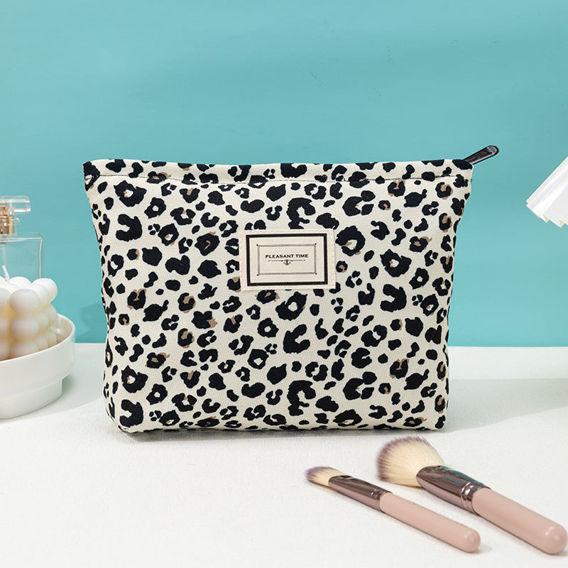Creamy Leopard Bag Makeup Cosmetic Bag