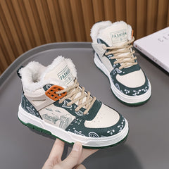 Girls' High Top Skate Shoes Warm Plush Lining Non Slip Casual Sneakers Winter