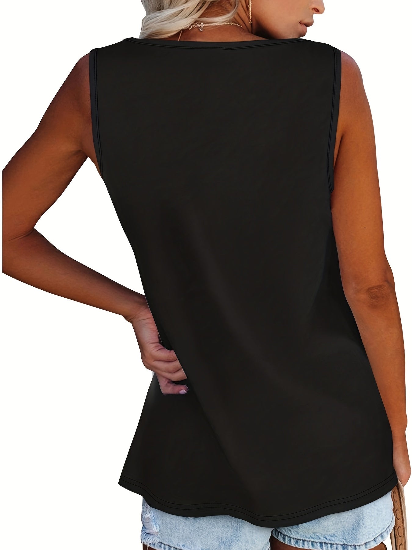 Button Front Sleeveless Tank Top for Women