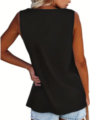 Button Front Sleeveless Tank Top for Women