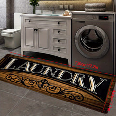 Brown Non Slip Laundry Room Rug Runner - Washable Floor Carpet