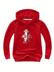 Santa Graphic MERRY CHRISTMAS Hoodie Girls Spring Fall Sports