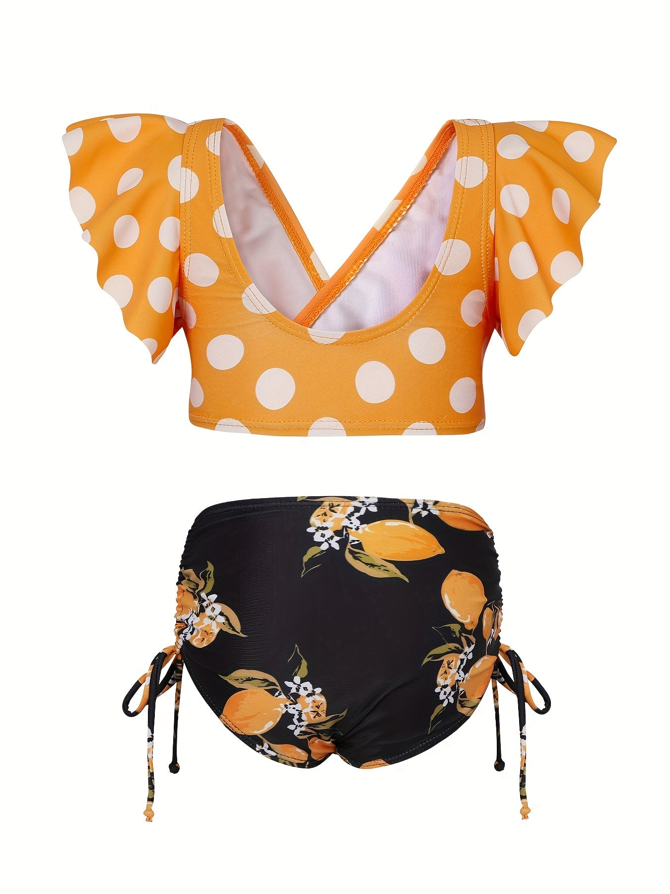 Toddler Girls Bikini Tankini Swimsuit Ruffle Trim Top & Shorts Set