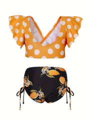 Toddler Girls Bikini Tankini Swimsuit Ruffle Trim Top & Shorts Set
