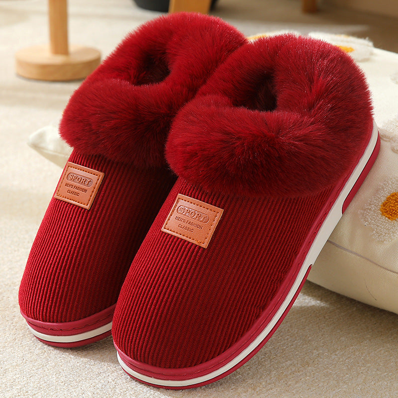 Anti slip Winter Warm Shoes Faux Fur Trim Slip on Thermal Shoes
