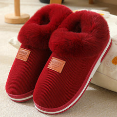 Anti slip Winter Warm Shoes Faux Fur Trim Slip on Thermal Shoes