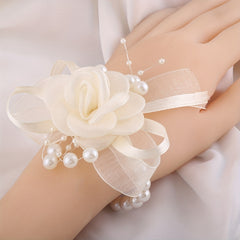 Mesha Flower Bridesmaid Wristband Faux Pearl Wedding Accessories Bridal