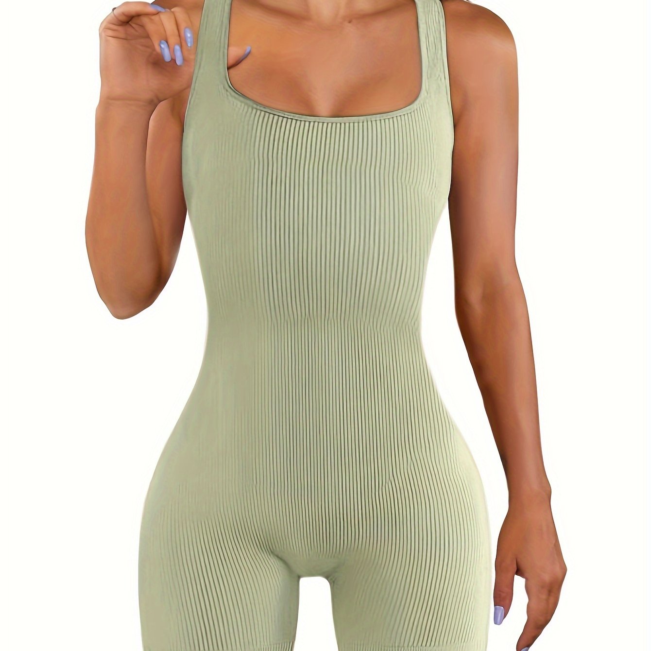 Casual Yoga Jumpsuit Square Neck High Stretch Fitness Yoga Romper
