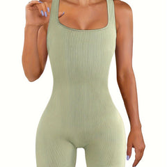 Casual Yoga Jumpsuit Square Neck High Stretch Fitness Yoga Romper