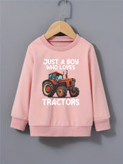 Boys Tractor Sweatshirt Long Sleeve Pullover Top