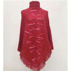 Vintage Tassel Shawl Thick Turtleneck Sweater Windproof Cape