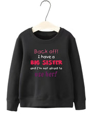 Girls Big Sister Print Long Sleeve Sweatshirt Top Pullovers