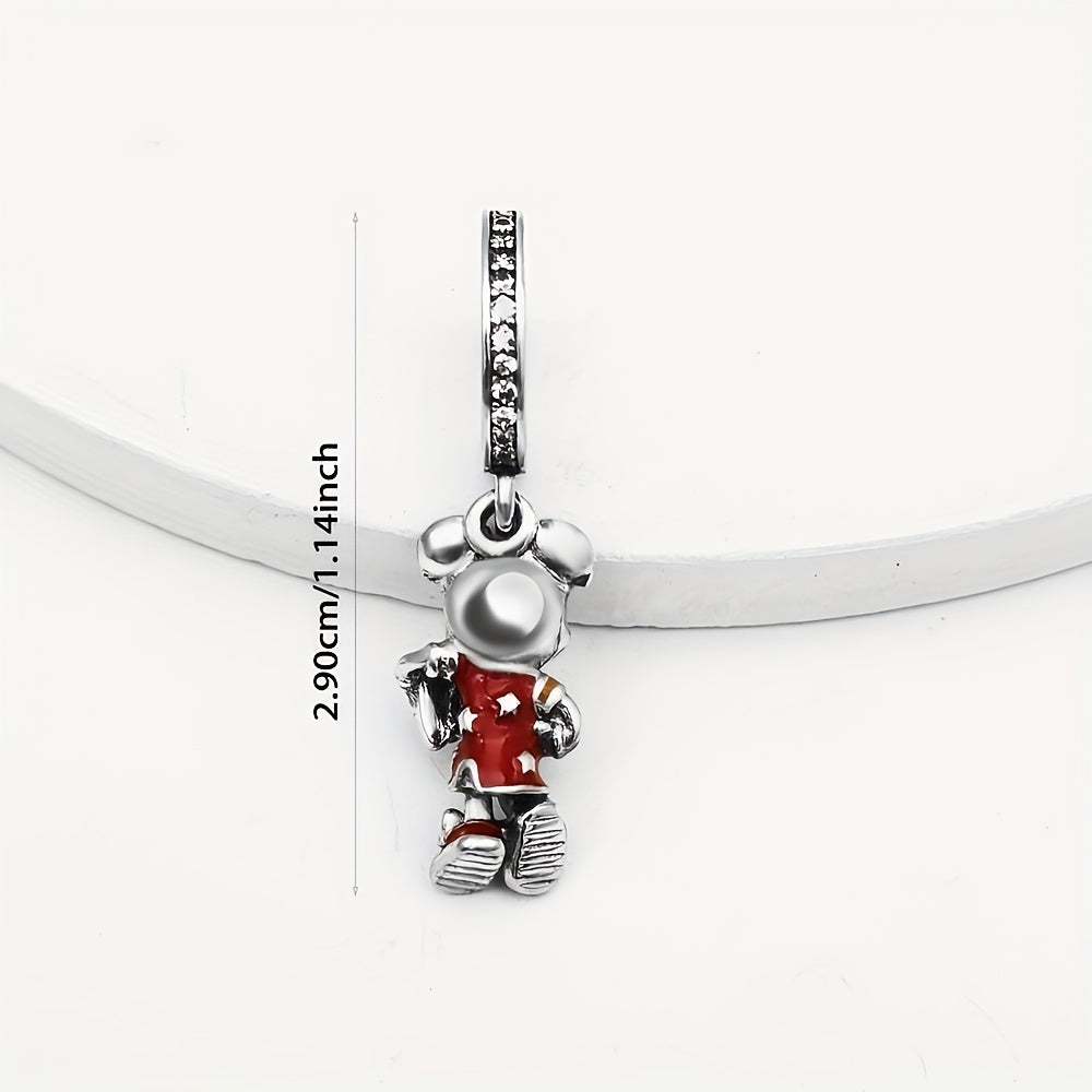 Heart Zircon Pendant Mouse Beads Charm for Necklaces