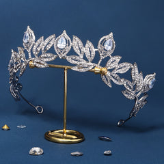 Rhinestone Baroque Crown Hairband Silver Tiara Wedding Birthday Hair Accessories