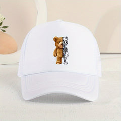 Mesh Print Mechanical Bear Baseball Cap Sunshade Breathable Duck Tongue Cap
