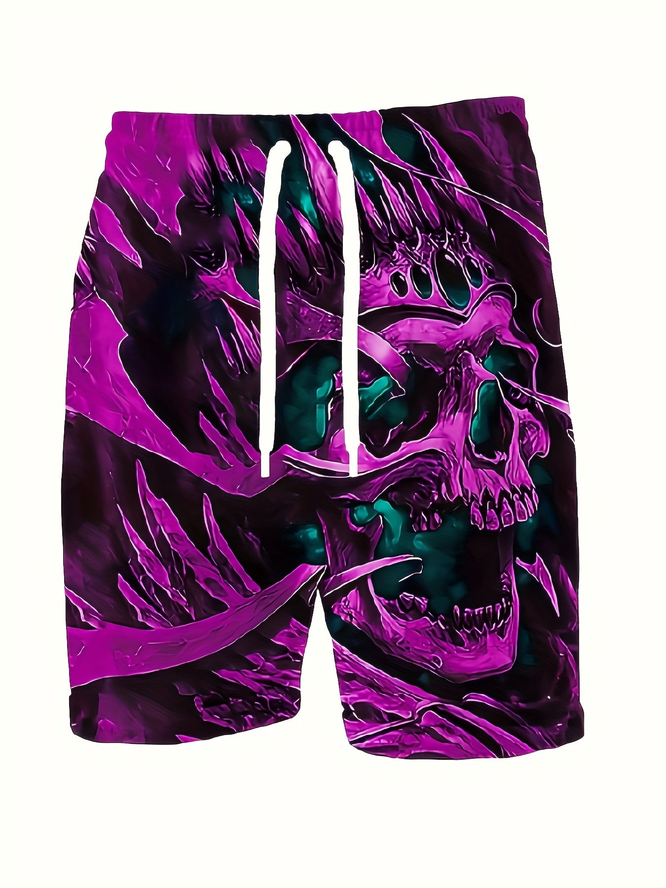 Skull Pattern Comfy Shorts Men's Casual Elastic Waist Drawstring Shorts