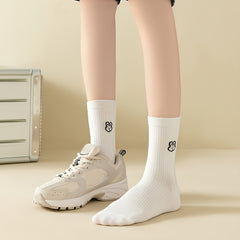 5 Pairs Cartoon Animal Essential Socks Women's Mid Tube Socks