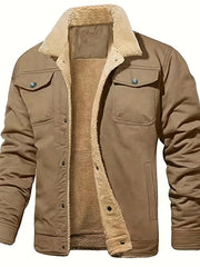 Classic Lapel Collar Winter Coat for Men