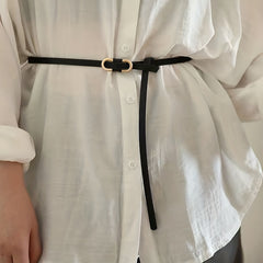 8 Shape Buckle Thin Belt For Women Casual Faux Leather Waist Dress Belt