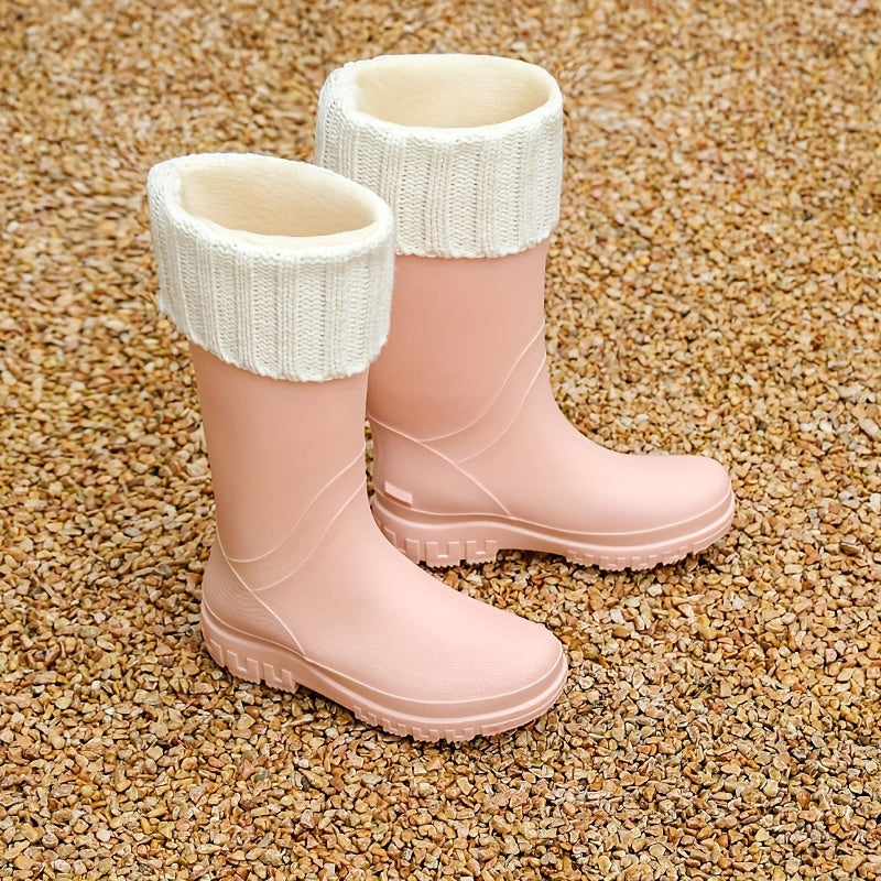 Waterproof High Boots Non Slip Faux Fur Lining Rain Boots
