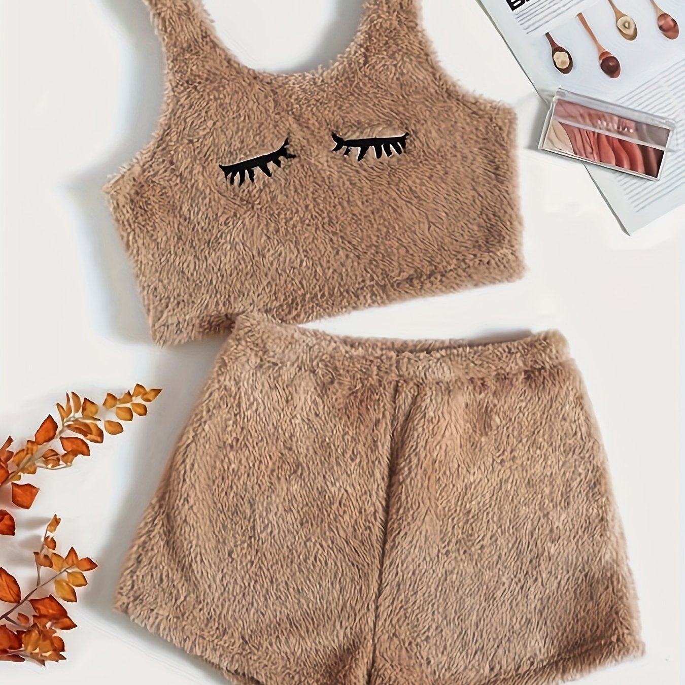 Eyelash Print Lounge Set Tank Top & Shorts Women's Loungewear